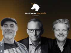 The Unicorn Awards reveal a who’s who list of the events industry Unicorn Awards logo with three men posing against a dark orange gradient background, smiling faces visible.